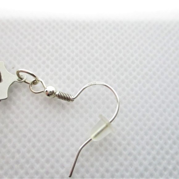 Women Hoop Stainless Steel Dangle Earrings with Natural Amazonite Chips - Picture 6 of 8